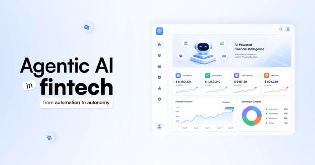Agentic AI in fintech dashboard showing AI-powered financial intelligence, total assets, income, and spending analytics