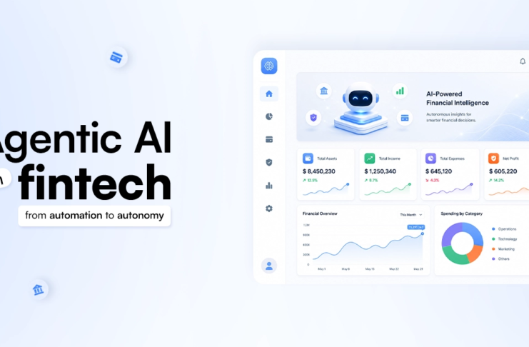 Agentic AI in fintech dashboard showing AI-powered financial intelligence, total assets, income, and spending analytics